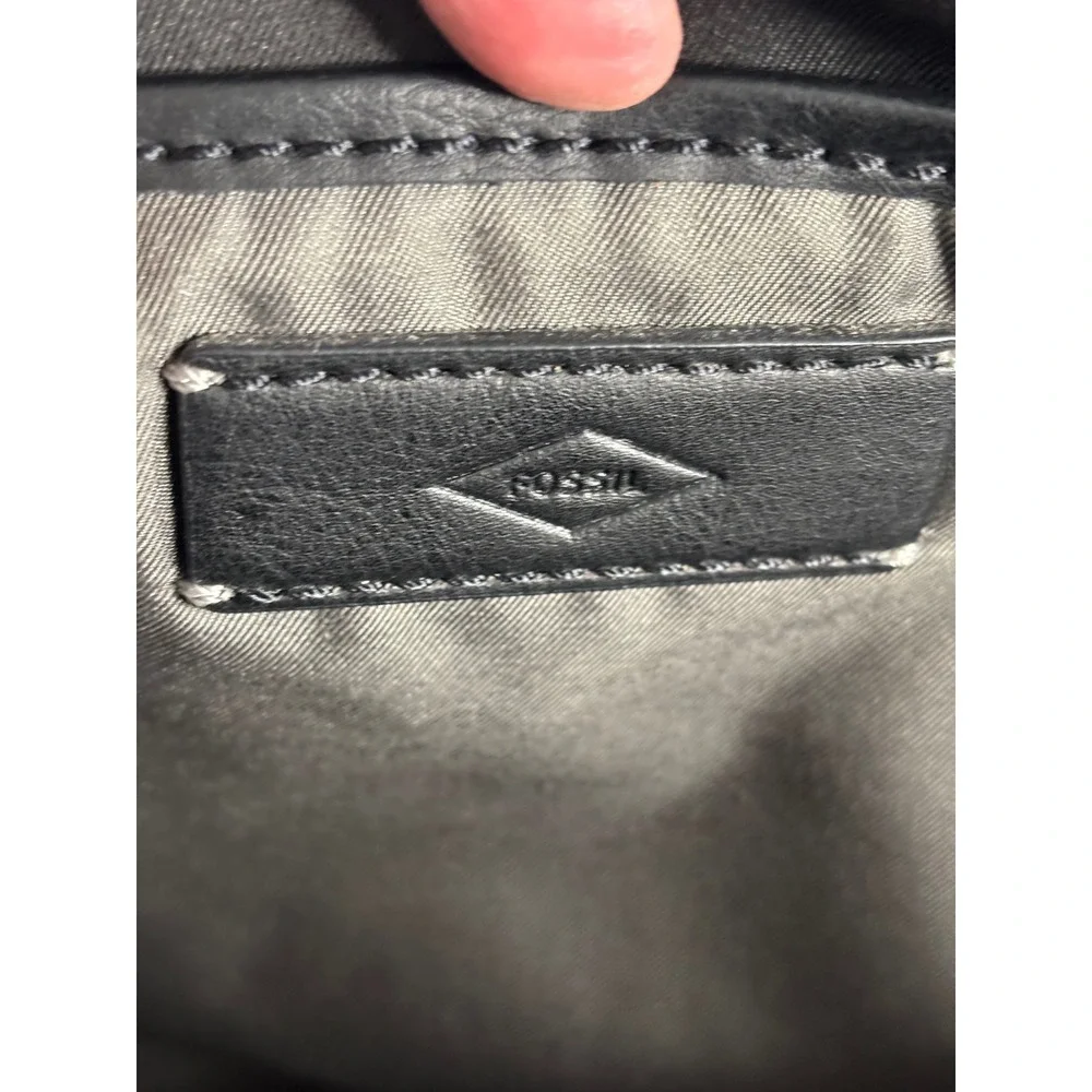 Fossil Messenger Bag Olive Green Canvas Black Trim Crossbody Laptop Satchel